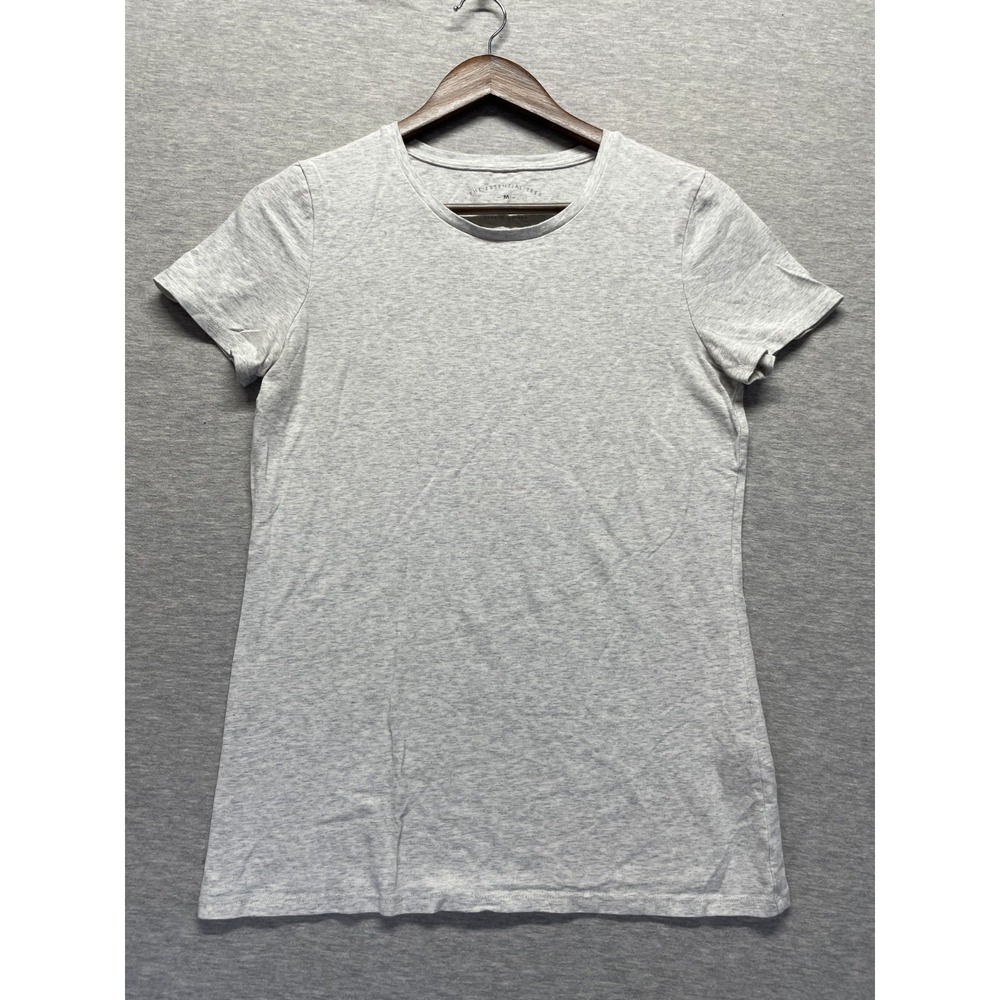 Banana Republic The Essential T Shirt Womens M Heather Gray Cotton Cap Sleeve